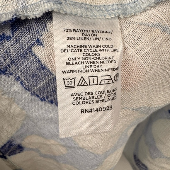 NWT LOFT Brushed Daisy Balloon Sleeve Flare Sleeve Dress, Blue&White, M - Picture 4 of 11